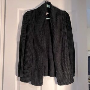 Textured Chunky Knit Cardigan Black XS
